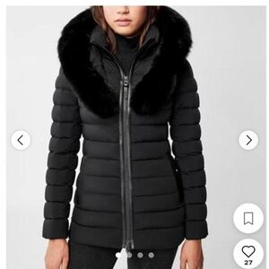 Mackage Women's Black Puffer Coat with Fur Trim